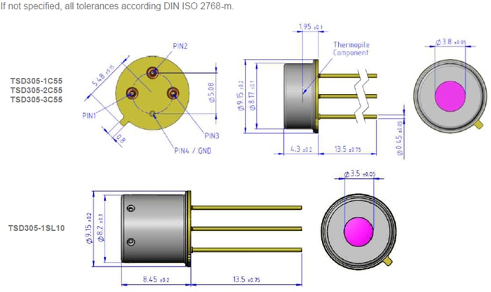 TE Connectivity / Measurement Specialties TSD-Baureihe Digitale Thermosäulensensoren